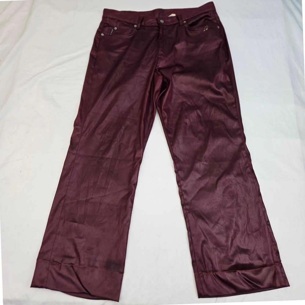 VINTAGE WATCH LA Made in USA Coated‎ Wet Look Pants Size 15/16 Y2K 33x27